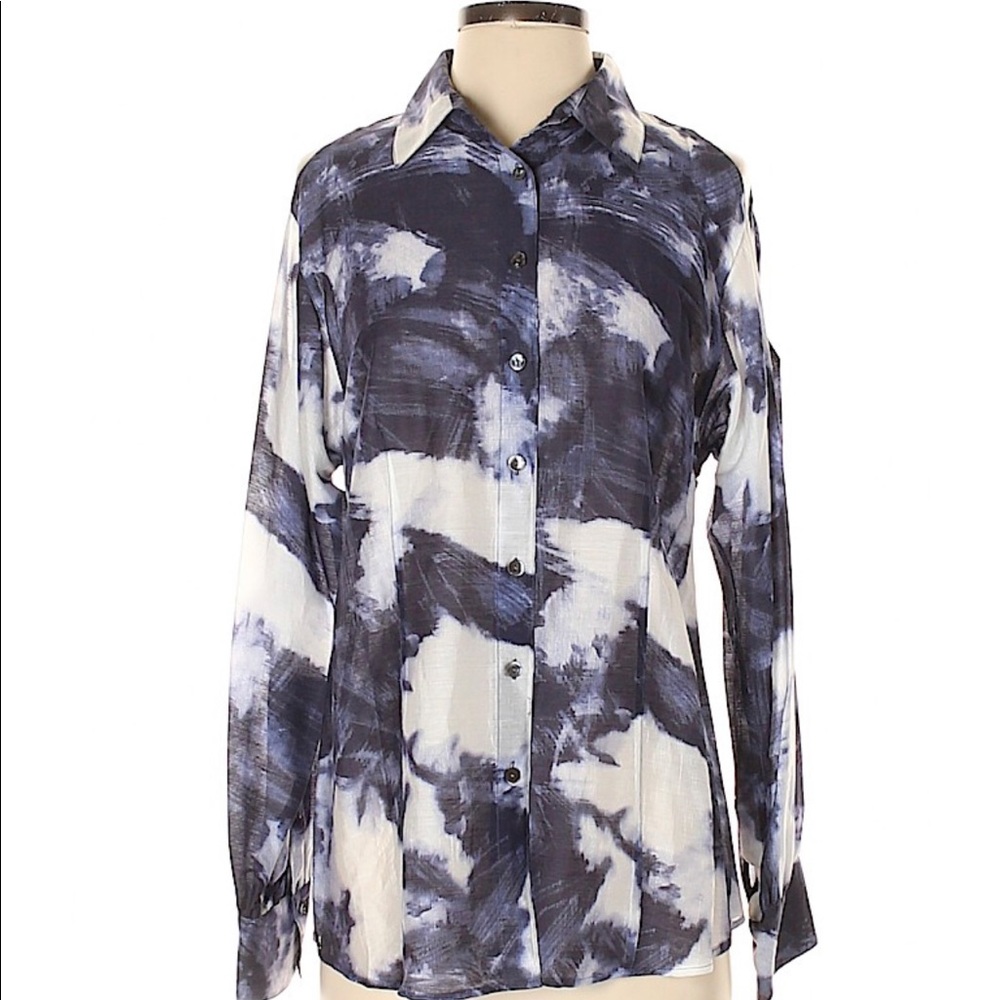 W by Worth Cold Shoulder Blouse Top Long Sleeve